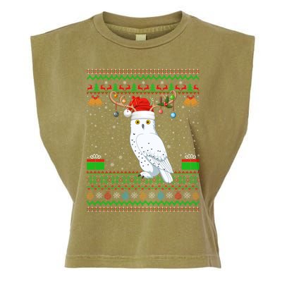 Reindeer Santa Hat Matching Ugly Snowy Owl Bird Christmas Funny Gift Garment-Dyed Women's Muscle Tee