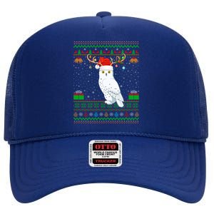 Reindeer Santa Hat Matching Ugly Snowy Owl Bird Christmas Funny Gift High Crown Mesh Back Trucker Hat