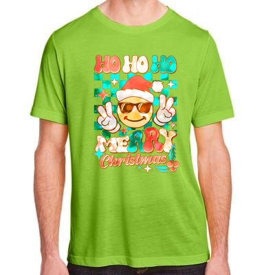 Retro Smiley Ho Ho Ho Merry Christmas Adult ChromaSoft Performance T-Shirt