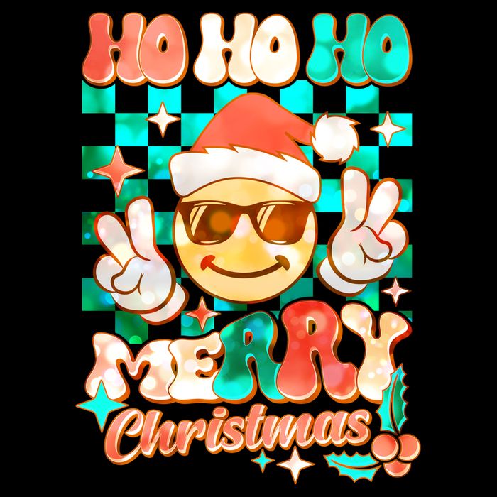 Retro Smiley Ho Ho Ho Merry Christmas Button
