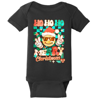 Retro Smiley Ho Ho Ho Merry Christmas Baby Bodysuit