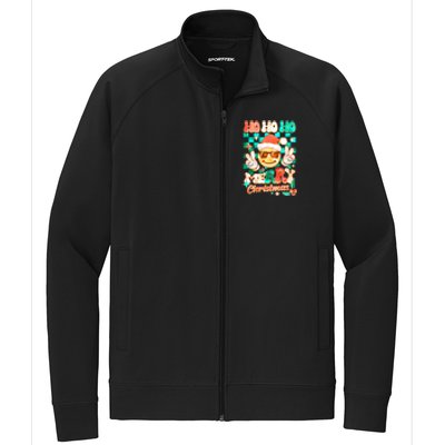 Retro Smiley Ho Ho Ho Merry Christmas Stretch Full-Zip Cadet Jacket