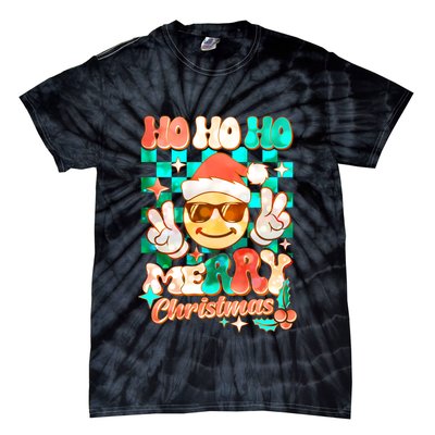 Retro Smiley Ho Ho Ho Merry Christmas Tie-Dye T-Shirt