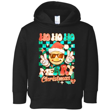Retro Smiley Ho Ho Ho Merry Christmas Toddler Hoodie