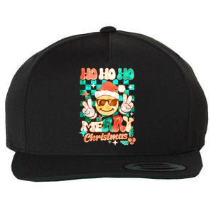 Retro Smiley Ho Ho Ho Merry Christmas Wool Snapback Cap