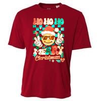 Retro Smiley Ho Ho Ho Merry Christmas Cooling Performance Crew T-Shirt