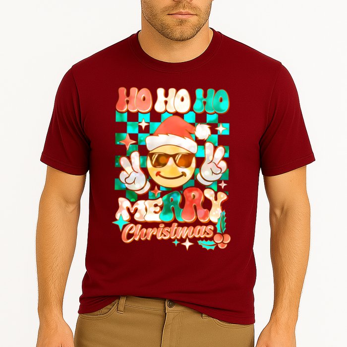 Retro Smiley Ho Ho Ho Merry Christmas Cooling Performance Crew T-Shirt