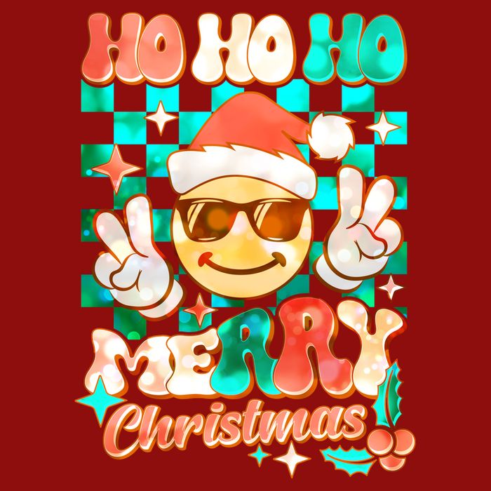 Retro Smiley Ho Ho Ho Merry Christmas Cooling Performance Crew T-Shirt