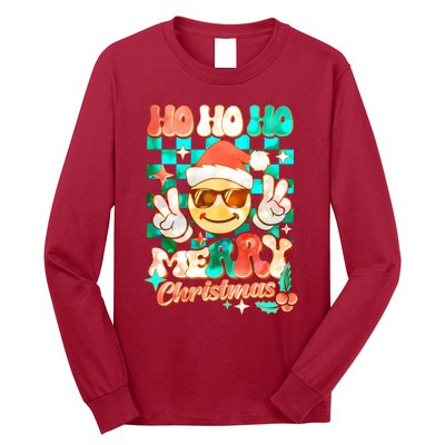 Retro Smiley Ho Ho Ho Merry Christmas Long Sleeve Shirt