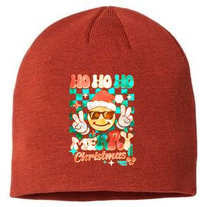 Retro Smiley Ho Ho Ho Merry Christmas Sustainable Beanie