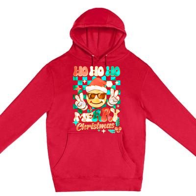 Retro Smiley Ho Ho Ho Merry Christmas Premium Pullover Hoodie