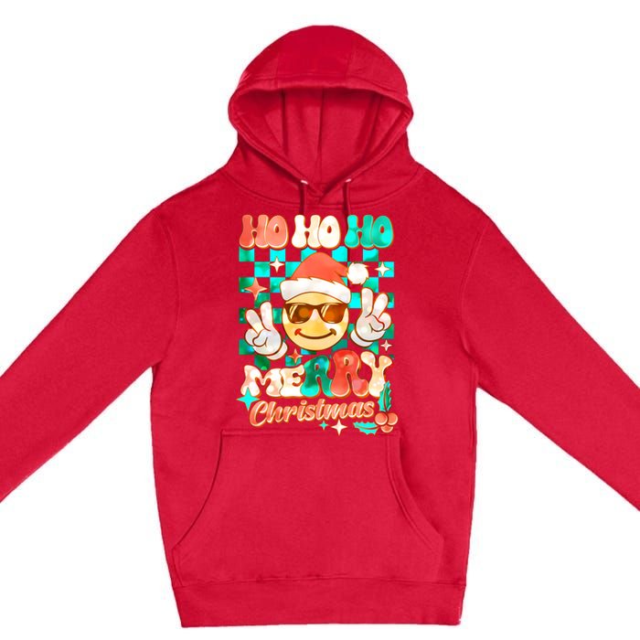 Retro Smiley Ho Ho Ho Merry Christmas Premium Pullover Hoodie