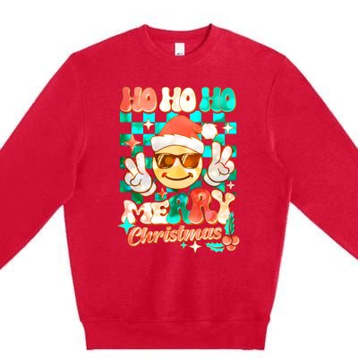 Retro Smiley Ho Ho Ho Merry Christmas Premium Crewneck Sweatshirt