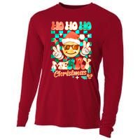 Retro Smiley Ho Ho Ho Merry Christmas Cooling Performance Long Sleeve Crew