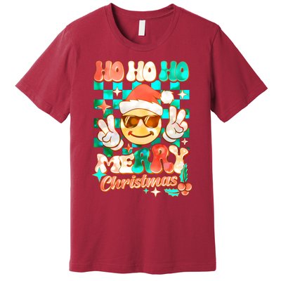 Retro Smiley Ho Ho Ho Merry Christmas Premium T-Shirt