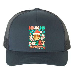 Retro Smiley Ho Ho Ho Merry Christmas Yupoong Adult 5-Panel Trucker Hat