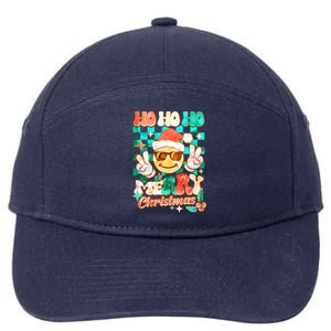 Retro Smiley Ho Ho Ho Merry Christmas 7-Panel Snapback Hat