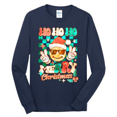 Retro Smiley Ho Ho Ho Merry Christmas Tall Long Sleeve T-Shirt