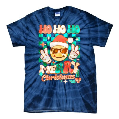 Retro Smiley Ho Ho Ho Merry Christmas Tie-Dye T-Shirt