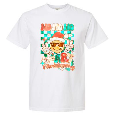 Retro Smiley Ho Ho Ho Merry Christmas Garment-Dyed Heavyweight T-Shirt