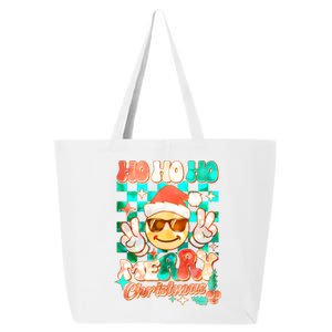 Retro Smiley Ho Ho Ho Merry Christmas 25L Jumbo Tote