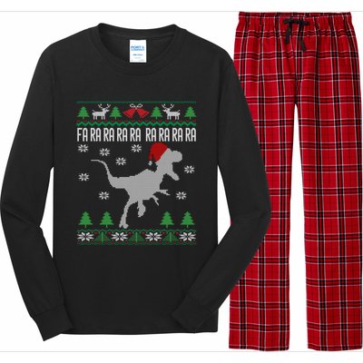 Raptor Santa Hat Velociraptor Dinosaur Lover Ugly Christmas Cool Gift Long Sleeve Pajama Set