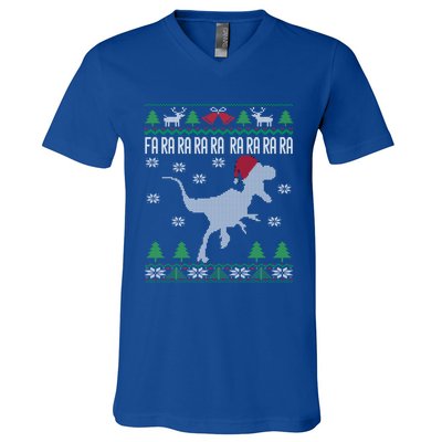 Raptor Santa Hat Velociraptor Dinosaur Lover Ugly Christmas Cool Gift V-Neck T-Shirt