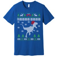 Raptor Santa Hat Velociraptor Dinosaur Lover Ugly Christmas Cool Gift Premium T-Shirt