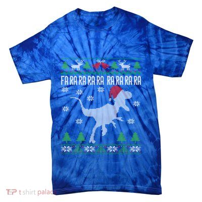 Raptor Santa Hat Velociraptor Dinosaur Lover Ugly Christmas Cool Gift Tie-Dye T-Shirt