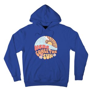 Retro Summer Here Comes The Sun Boho Groovy Gift Funny Gift Hoodie