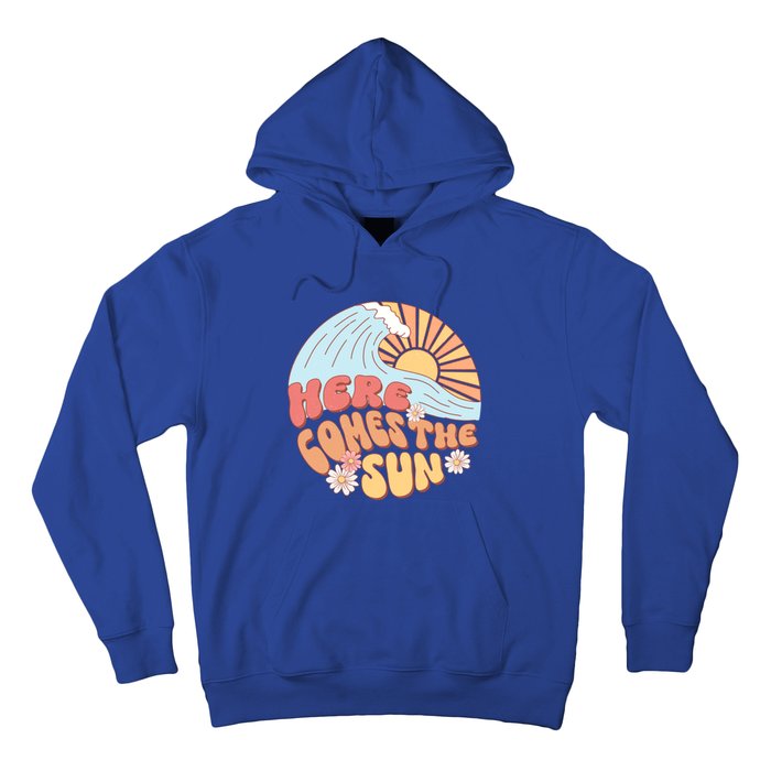 Retro Summer Here Comes The Sun Boho Groovy Gift Funny Gift Hoodie