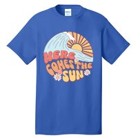 Retro Summer Here Comes The Sun Boho Groovy Gift Funny Gift Tall T-Shirt