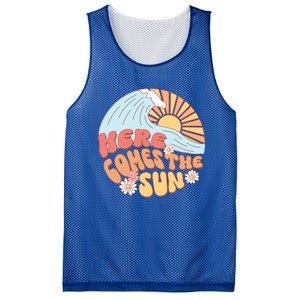 Retro Summer Here Comes The Sun Boho Groovy Gift Funny Gift Mesh Reversible Basketball Jersey Tank