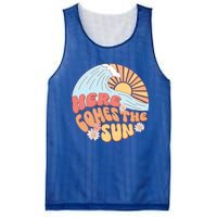 Retro Summer Here Comes The Sun Boho Groovy Gift Funny Gift Mesh Reversible Basketball Jersey Tank