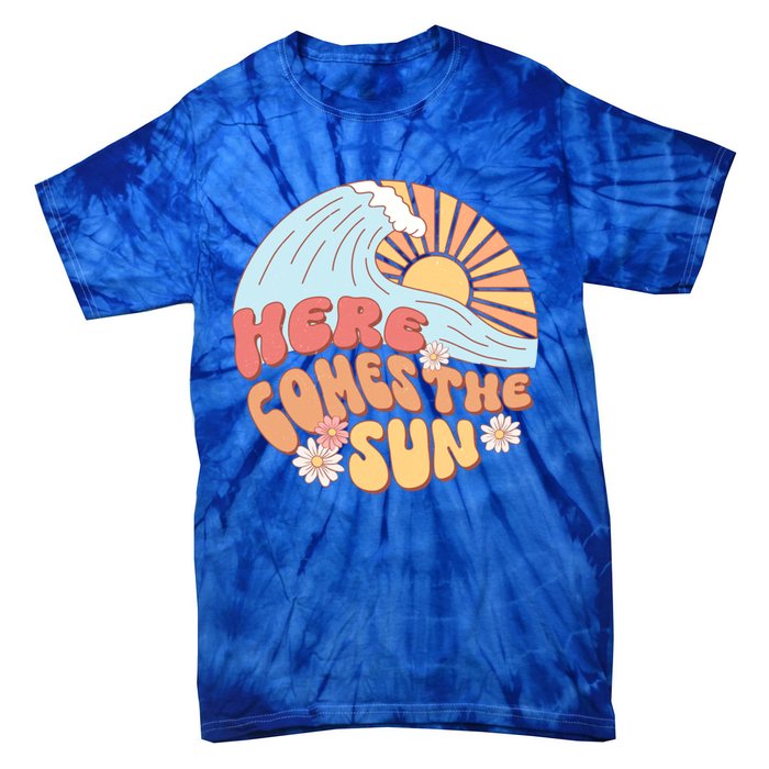 Retro Summer Here Comes The Sun Boho Groovy Gift Funny Gift Tie-Dye T-Shirt