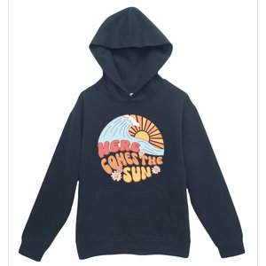 Retro Summer Here Comes The Sun Boho Groovy Gift Funny Gift Urban Pullover Hoodie