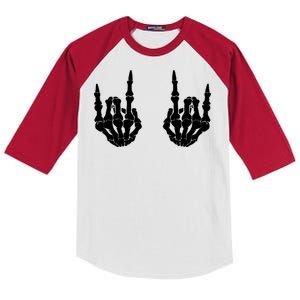 Rocker Skeleton Hands Halloween Gift Kids Colorblock Raglan Jersey