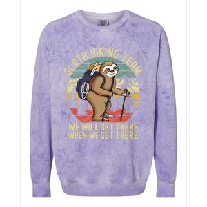 Retro sloth Hiking team we'll get there when we get there Colorblast Crewneck Sweatshirt