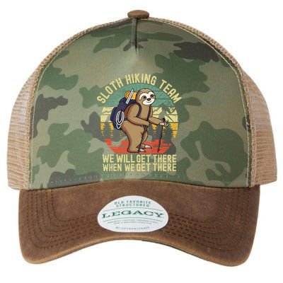 Retro sloth Hiking team we'll get there when we get there Legacy Tie Dye Trucker Hat