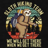 Retro sloth Hiking team we'll get there when we get there Ladies PosiCharge Tri-Blend Wicking Tank