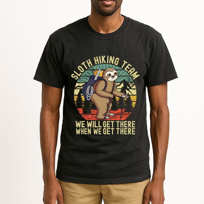 Retro sloth Hiking team we'll get there when we get there Tall T-Shirt