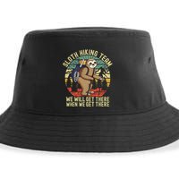 Retro sloth Hiking team we'll get there when we get there Sustainable Bucket Hat