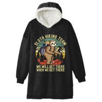 Retro sloth Hiking team we'll get there when we get there Hooded Wearable Blanket