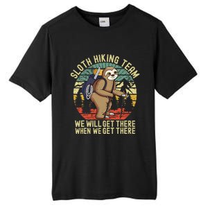 Retro sloth Hiking team we'll get there when we get there Tall Fusion ChromaSoft Performance T-Shirt