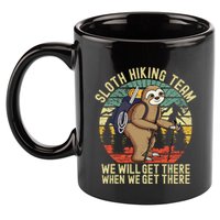 Retro sloth Hiking team we'll get there when we get there 11oz C Handle Ceramic Mug