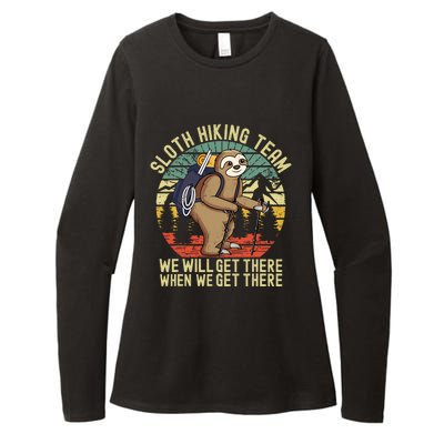 Retro sloth Hiking team we'll get there when we get there Womens CVC Long Sleeve Shirt