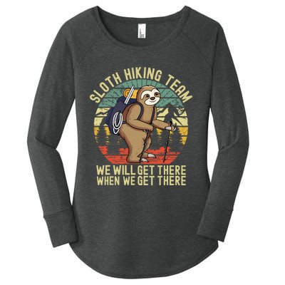 Retro sloth Hiking team we'll get there when we get there Women's Perfect Tri Tunic Long Sleeve Shirt