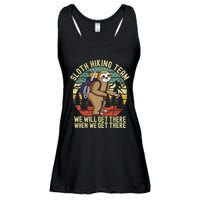 Retro sloth Hiking team we'll get there when we get there Ladies Essential Flowy Tank