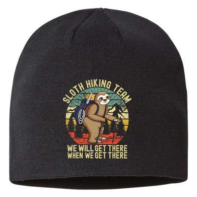 Retro sloth Hiking team we'll get there when we get there Sustainable Beanie