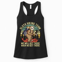 Retro sloth Hiking team we'll get there when we get there Womens Tank Top